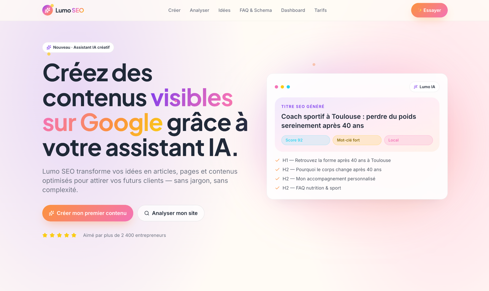 LUMO — réalisation UpSEO