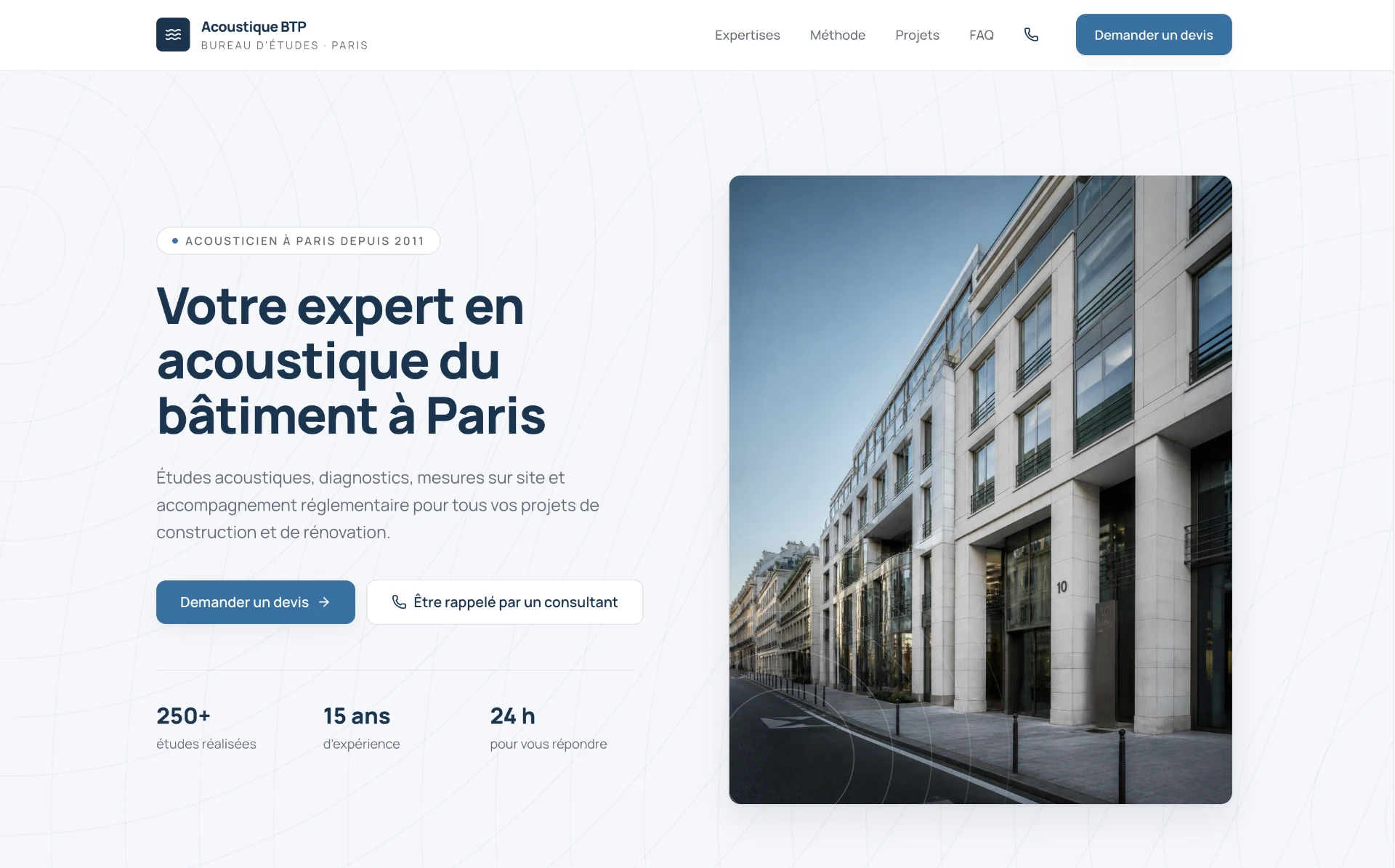 Acoustique BTP — réalisation UpSEO